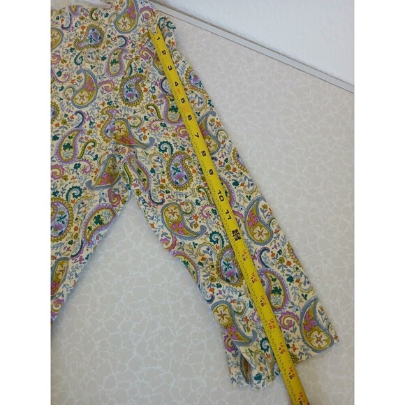 Appleseed's Yellow Green Paisley Print Round Neck 3/4 Sleeve T Shirt Size Large - Picture 11 of 14